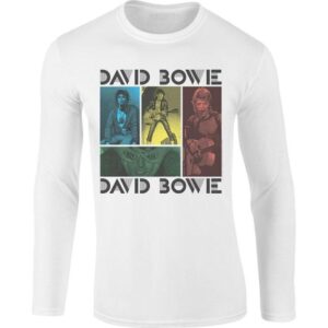 David Bowie Mick Rock College T-Paita Pitkähihainen