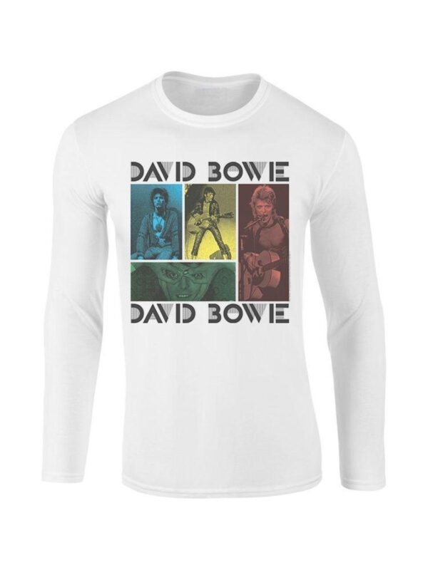 David Bowie Mick Rock College T-Paita Pitkähihainen