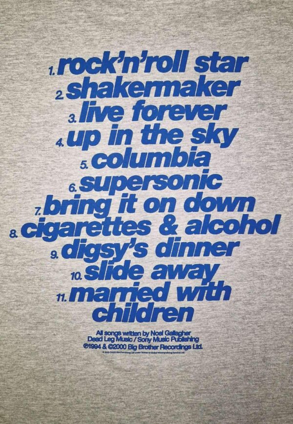 Oasis- Definitely Maybe Tracklistning T-Paita