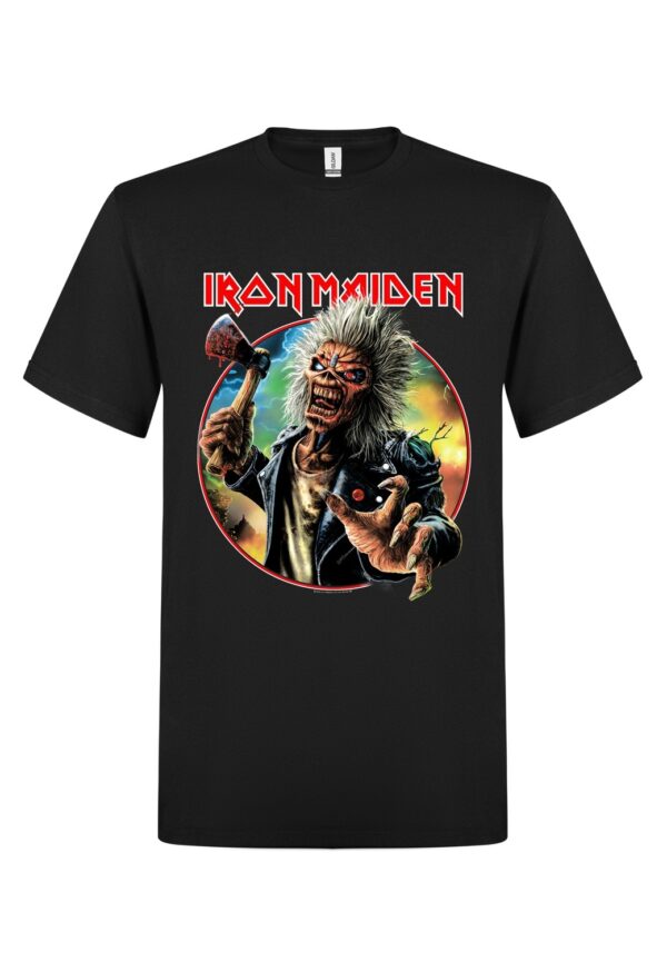 Iron Maiden Axe Eddie Red White Circle Back and Front T-Paita