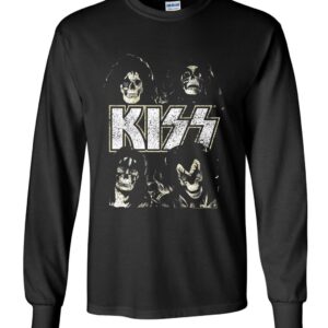 Kiss Skulls longsleeve T-Paita