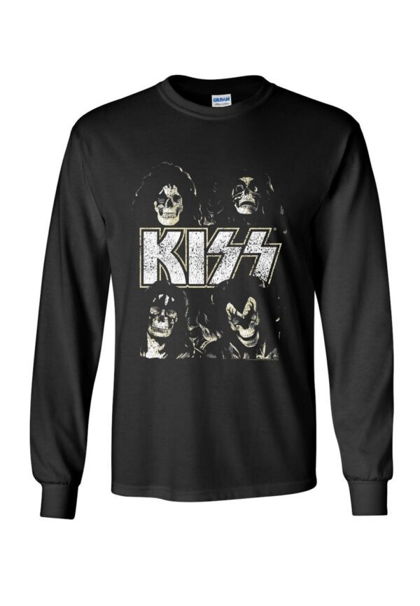 Kiss Skulls longsleeve T-Paita